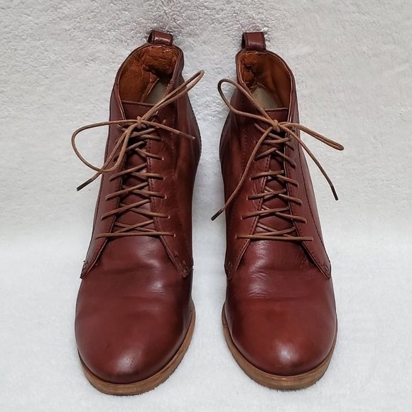 MADEWELL 1937 Winston Prairie Style Cognac Leather Lace-up Heeled Boots Booties - Picture 7 of 16